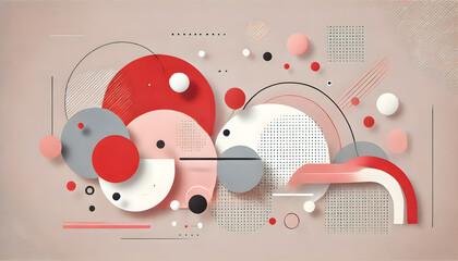 Obraz premium 抽象幾何学デザイン - 柔らかなピンク背景とモダンな装飾 