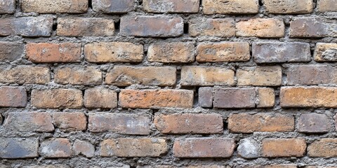 Obraz premium Unrefined brick wall texture, perfect for background or wallpaper use. This old brick wall showcases unique character, making it an excellent choice for various design projects.