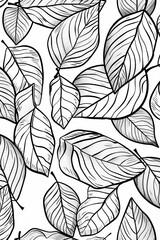 Coloring sketch of leaves pattern version 6