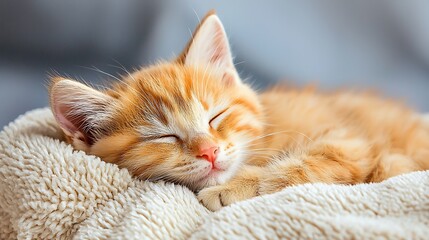 The small, fluffy kitten curls up on a soft, fleece blanket, purring contently as it nuzzles into the warmth and comfort of the fabric.