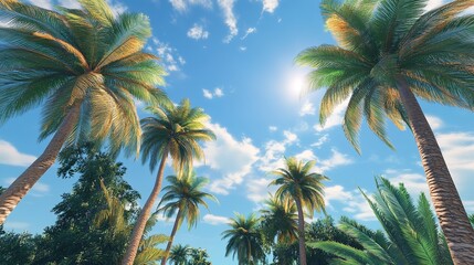 Fototapeta premium palm branches on the background of the night sky