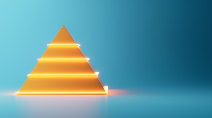 Fototapeta premium Leadership and Infrastructure in pyramid concept. Glowing pyramid with layered design on a blue background.