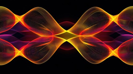 Fototapeta premium Intricate Overlapping Loops of Translucent Material in Vibrant Colors on a Dark Background