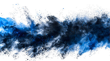 Obraz premium Black, Blue, Silver colours powder exploding isolated on a transparent background