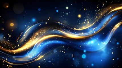 Fototapeta premium Luxurious abstract business background with blue and gold gilded textures. The shimmering metallic details and elegant gradient design create a sophisticated and professional atmosphere, perfect for h