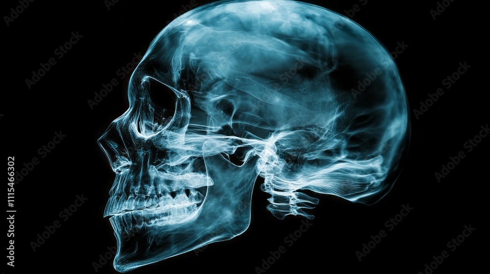 Poster a stunning representation of a human skull, showcasing exquisite detail and clarity. the intricate s