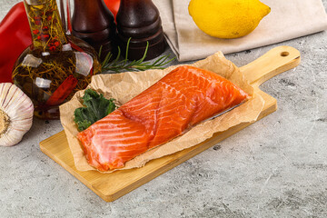 Piece of cut salmon fillet