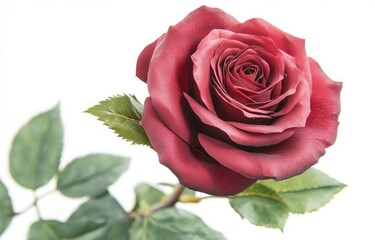 Fototapeta premium Elegant Peach Rose on White Background, Delicate Peach-Colored Rose Isolated on White, Minimalist Peach Rose Bloom with Soft Petals
