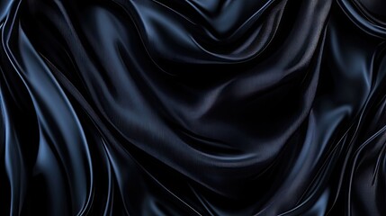 Obraz premium Abstract twisted silk background in black creates an intriguing visual experience, with rich textures and a sense of depth, perfect for various design applications. Ample copy space is available.