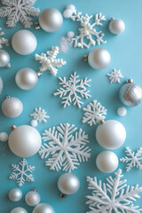 Fototapeta premium Elegant Winter Arrangement with Snowflakes and Baubles