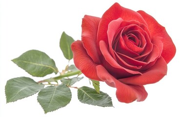 Fototapeta premium Elegant Peach Rose on White Background, Delicate Peach-Colored Rose Isolated on White, Minimalist Peach Rose Bloom with Soft Petals