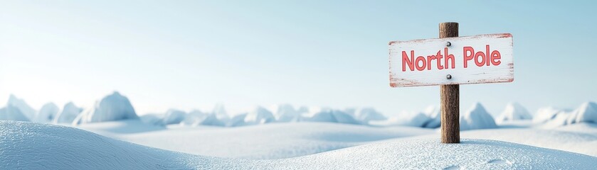 Naklejka premium A snowy landscape with a signpost indicating 