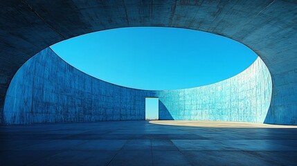 Obraz premium Architectural platform by the seaside, designed for car advertisement, featuring a clean background with ample negative space, combining modern art architecture with a parking lot, ideal for showcasin