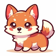 Cute Chibi Dingo Illustration in Flat Style on White Background - Isolated Character Design
