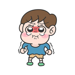 Obraz premium 怒りをこらえている男の子