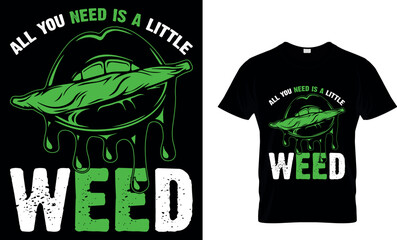 cannabis Typography T shirt Design with editable vector graphic. one joint a day keeps the bad mood away.