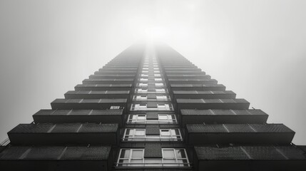 a black and white photo of a tall building