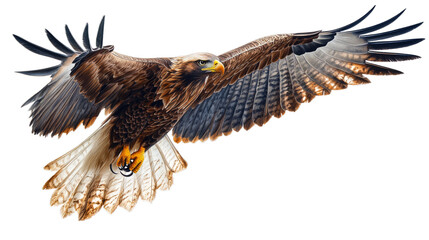 Illustration of a majestic eagle in flight isolated on white background