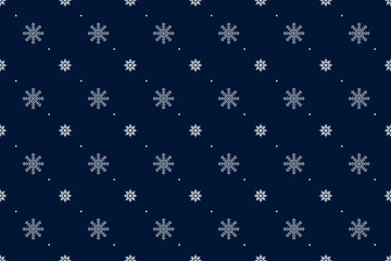 Seamless pattern with snowflakes, dark blue background. Christmas pattern. Vector illustration