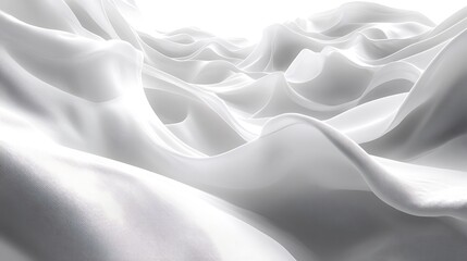 Obraz premium Abstract white fabric waves, flowing texture, elegant, smooth, soft, luxurious background.