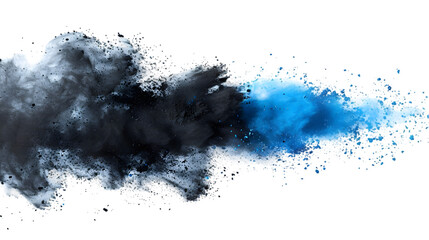 Obraz premium Black, White, Blue colours powder exploding isolated on a transparent background