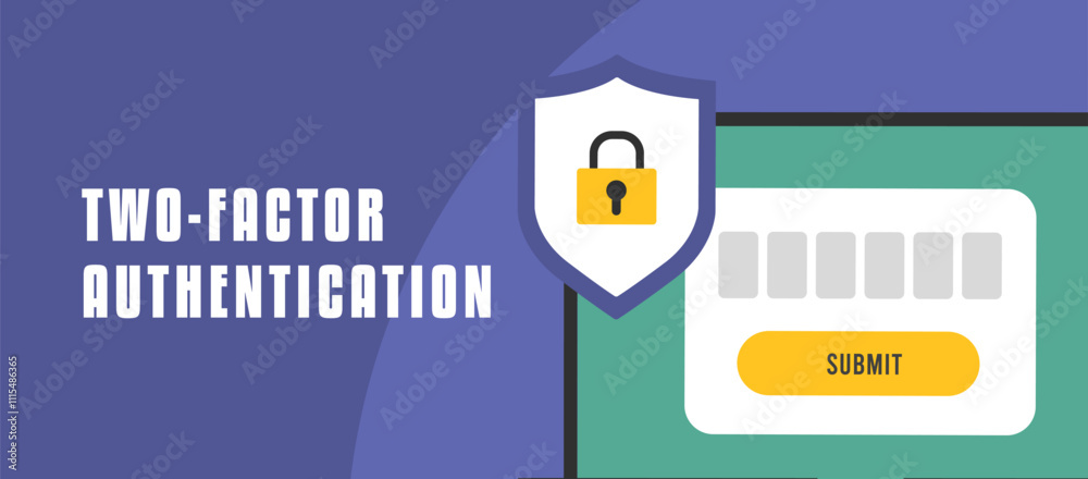 Poster 2fa two-factor authentication banner with secure login, verification code, multi-factor security, id
