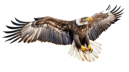 Fototapeta premium Illustration of a majestic eagle in flight isolated on white background
