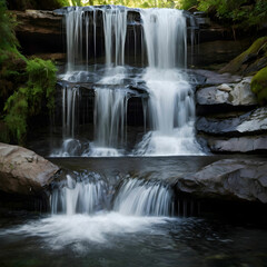 Obraz premium The Art of Water Falling Where Liquid Grace Dances Over Rocks and Stones Capturing the Serenity of Flowing Water's Embrace