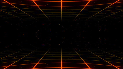 Neon grid background with particles. Abstract Grid Pattern. Geometric Halftone Background. Technology background.