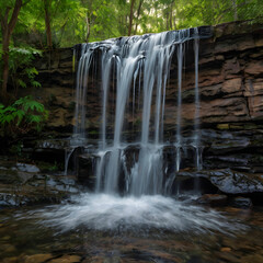 Obraz premium The Art of Water Falling Where Liquid Grace Dances Over Rocks and Stones Capturing the Serenity of Flowing Water's Embrace