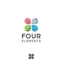 Obraz premium Four elements ecology astrology fire water air earth wind leaf drop vector logo