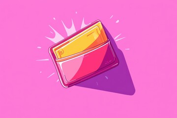 Vibrant Flat Design Illustration of a Wallet with Bold Lines and Dynamic Lighting Emphasizing a Flying Effect in a Minimal Gigapixel Style