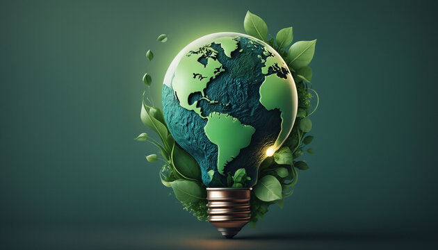 Eco-friendly lightbulb banner, promoting sustainable and renewable energy solutions