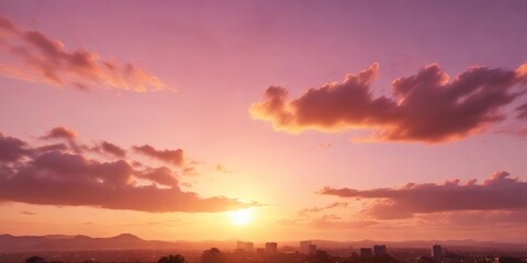 Obraz premium Golden hour with orange and pink colors in the sunset sky, warm tones, sunset sky