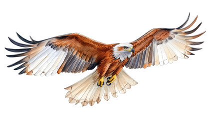 Illustration of a majestic eagle in flight isolated on white background