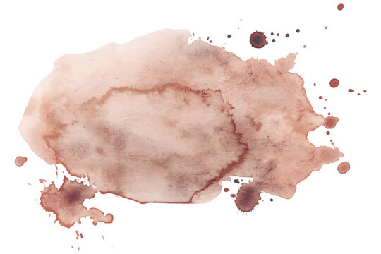 Hand painted aquarelle splash of Paint with Ink Drops. Watercolor Brown Artistic Sploch