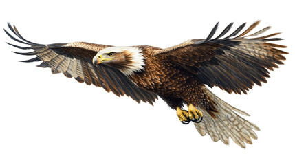 Obraz premium Illustration of a majestic eagle in flight isolated on white background