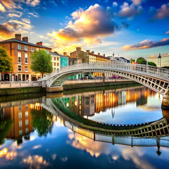 view of dublin with the ha penny bridge ireland