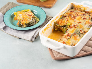 Baked squash and savoy cabbage casserole vegetarian lasagna