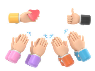 Obraz premium Transparent Backgrounds Mock-up.Set of people hands clapping, giving likes. Applause, ovation, celebrating, rapture.Supports PNG files with transparent backgrounds.