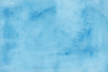 Obraz premium Abstract Pastel Blue Watercolor Stain Background. Hand Painted Artistic Aquarelle Backdrop eith Stains and Smudges