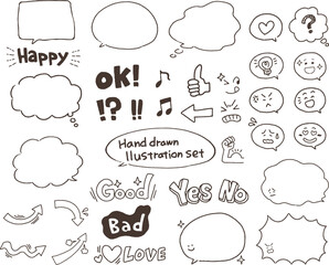 手描き風フキダシイラストセット