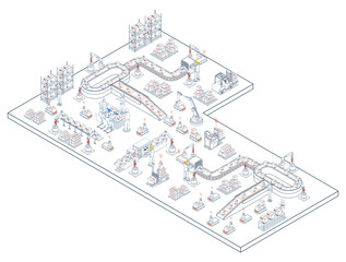 Smart Warehouse Technologies with agv robots, warehouse Automation System and Automated inventory control platforms. Vector illustration EPS 10