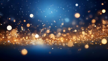 Fototapeta premium Abstract night sky with bokeh lights in gold and blue, creating a magical, dreamy backdrop