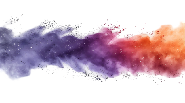 DarkRed, Purple, Golden colours powder exploding isolated on a transparent background