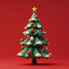 Obraz premium christmas tree on red background