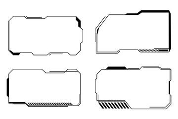 Obraz premium Futuristic HUD frames, borders text box game menu ui panel. Line tech line bar. Screen elements Sci Fi for Gaming UX UI