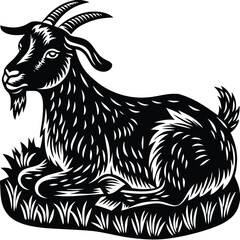 Fototapeta premium Goat vector silhouette,isolated white background