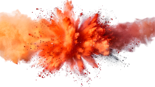 Orange, Red, Green liquid colour mixed isolated on a transparent background