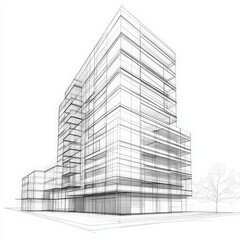 Fototapeta premium A tall building with many windows and balconies